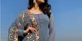Solid Gray Embroidered Sharara Kameez Dupatta Medium Size Suit #6381220